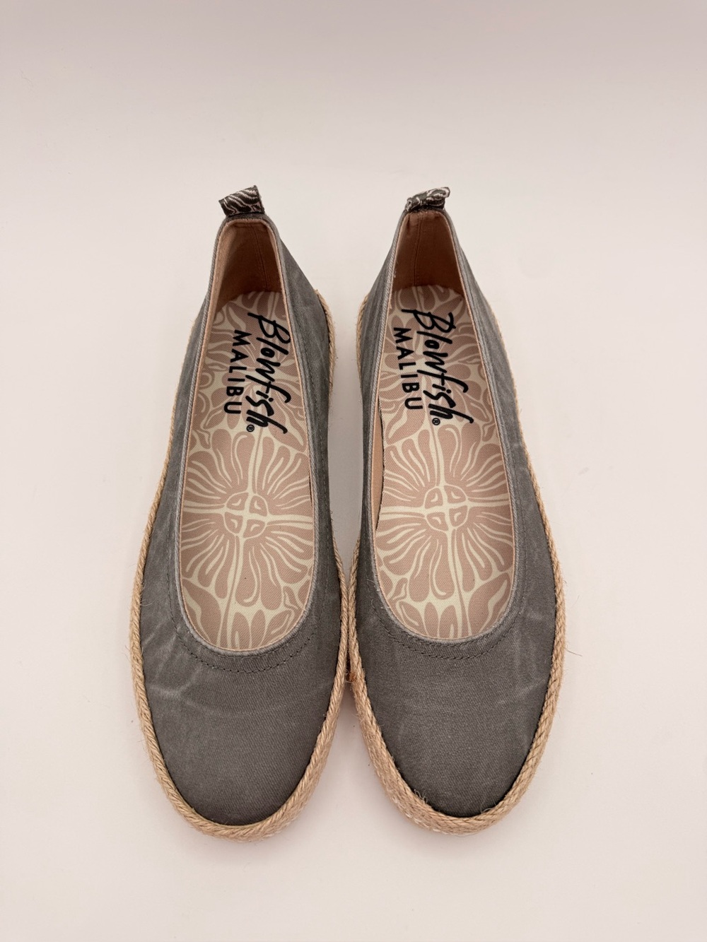 BLOWFISH MALIBU Benita Espadrille Flats Gray Canvas Slip On Shoes WMNS 8.5 NWOT